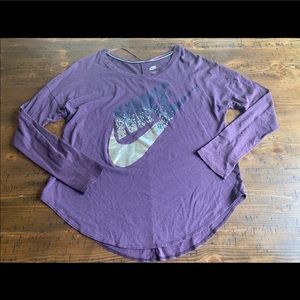 Nike purple lightweight long sleeve logo shirt szM